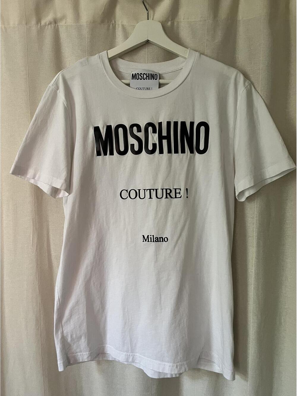 MOSCHINO COUTURE MILANO WHITE LOGO TSHIRT